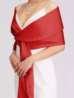 Wedding Wrap Silver Shawls Satin Fabric Bridal Cover Ups