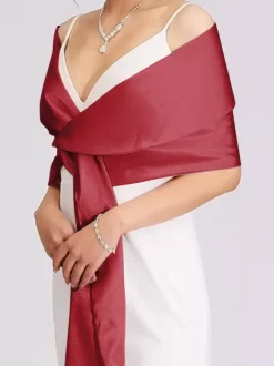 Wedding Wrap Silver Shawls Satin Fabric Bridal Cover Ups