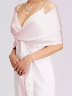 Wedding Wrap Silver Shawls Satin Fabric Bridal Cover Ups