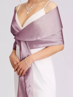 Wedding Wrap Silver Shawls Satin Fabric Bridal Cover Ups
