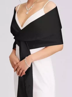 Wedding Wrap Silver Shawls Satin Fabric Bridal Cover Ups
