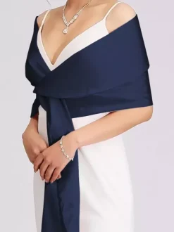 Wedding Wrap Silver Shawls Satin Fabric Bridal Cover Ups