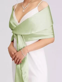 Wedding Wrap Silver Shawls Satin Fabric Bridal Cover Ups
