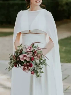 Wedding Wraps Ivory Jewel Neck Cloaks Chiffon Bridal Cover Up