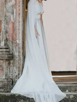 Wedding Wraps Ivory Jewel Neck Cloaks Chiffon Bridal Cover Up