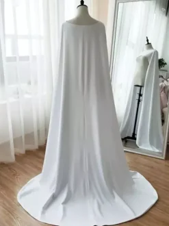 Wedding Wraps Ivory Jewel Neck Cloaks Stretch Crepe Bridal Cover Ups