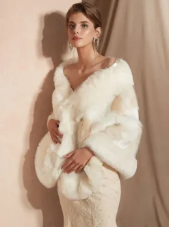 Wedding Wraps White Faux Fur Bridal Winter Warm Cover Ups 2026