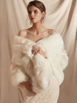Wedding Wraps White Faux Fur Bridal Winter Warm Cover Ups 2026