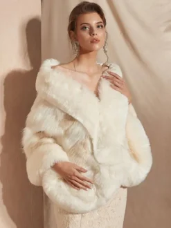 Wedding Wraps White Faux Fur Bridal Winter Warm Cover Ups 2026