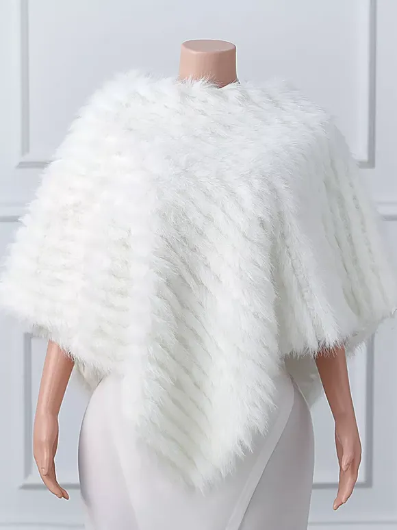 Wedding Wraps White High Collar Tops Faux Fur Bridal Cover Up