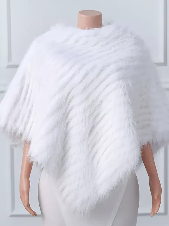 Wedding Wraps White High Collar Tops Faux Fur Bridal Cover Up