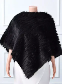 Wedding Wraps White High Collar Tops Faux Fur Bridal Cover Up