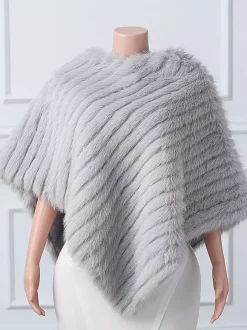 Wedding Wraps White High Collar Tops Faux Fur Bridal Cover Up