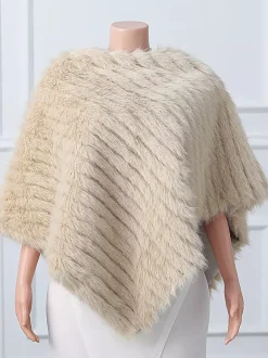 Wedding Wraps White High Collar Tops Faux Fur Bridal Cover Up