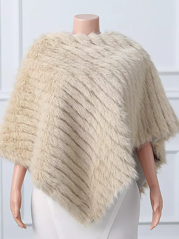 Wedding Wraps White High Collar Tops Faux Fur Bridal Cover Up