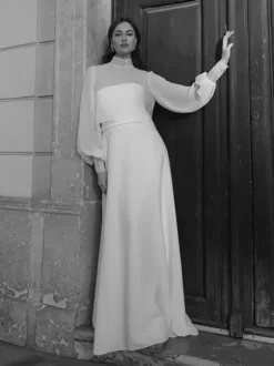 Wedding Wraps White Long Sleeves Jewel Neck Lantern Sleeve Shawls Chiffon Lace Bridal Cover Ups