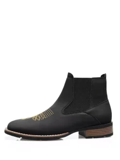 Western Cowboy Boots For Men Square Toe Chelsea Boots Ankle Casual Retro Embroidery Boots