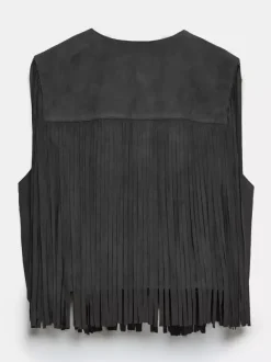 Western Cowgirl Fringe Vest Crew Neck Bohemian Spring Suede Jacket For Women 2026