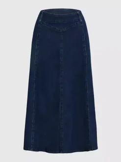 Western Denim Maxi Skirt For Women - Boho A-Line High Waisted Long Skirt - All Season Casual Wear 2026