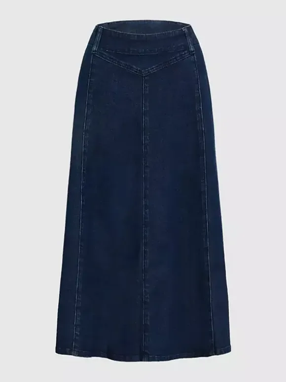 Western Denim Maxi Skirt For Women - Boho A-Line High Waisted Long Skirt - All Season Casual Wear 2026