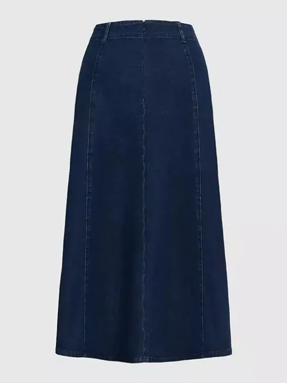 Western Denim Maxi Skirt For Women - Boho A-Line High Waisted Long Skirt - All Season Casual Wear 2026