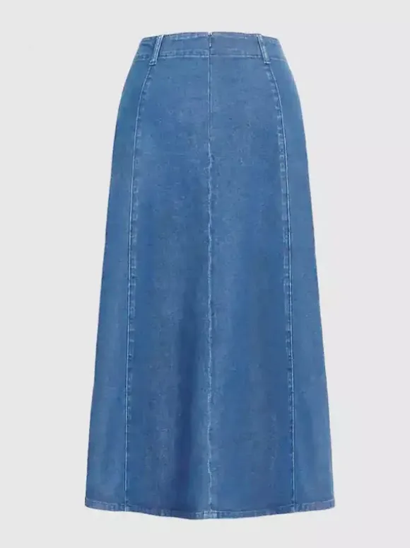 Western Denim Maxi Skirt For Women - Boho A-Line High Waisted Long Skirt - All Season Casual Wear 2026