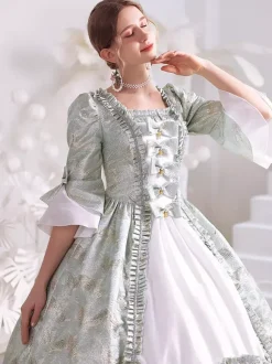 White Retro Tudor Dress Costumes Women's Polyester Marie Antoinette Costume Dress Gothic 18th Century Costume