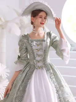 White Retro Tudor Dress Costumes Women's Polyester Marie Antoinette Costume Dress Gothic 18th Century Costume
