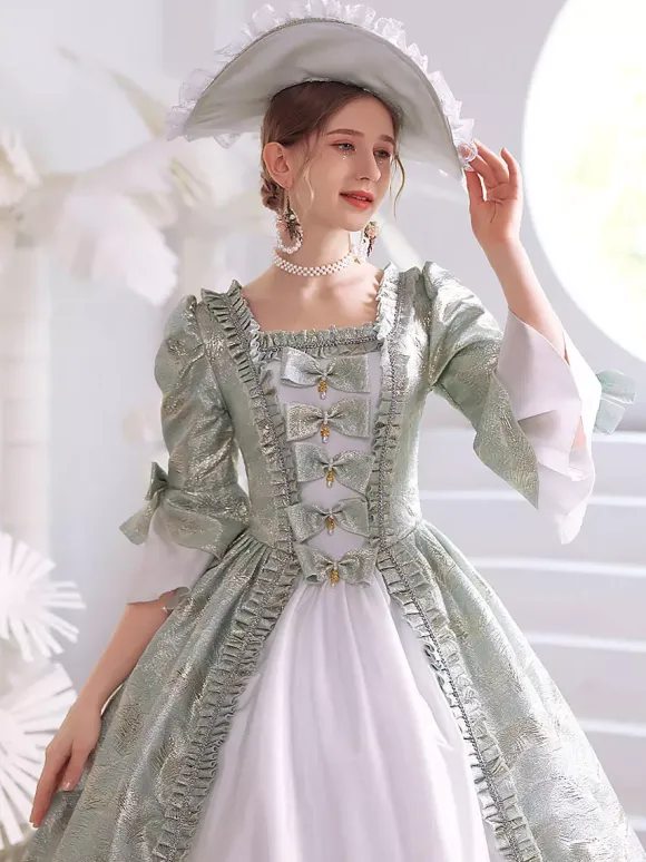 White Retro Tudor Dress Costumes Women's Polyester Marie Antoinette Costume Dress Gothic 18th Century Costume