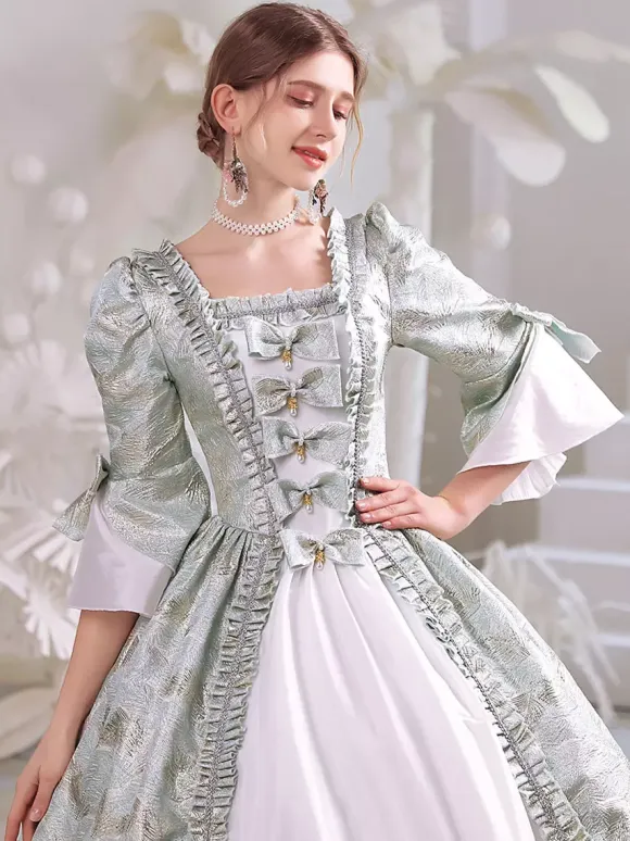 White Retro Tudor Dress Costumes Women's Polyester Marie Antoinette Costume Dress Gothic 18th Century Costume