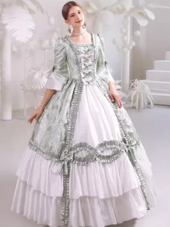 White Retro Tudor Dress Costumes Women's Polyester Marie Antoinette Costume Dress Gothic 18th Century Costume