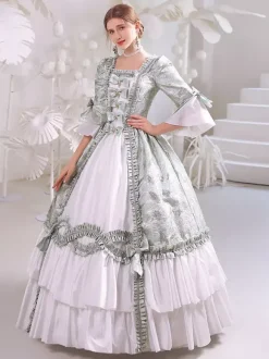 White Retro Tudor Dress Costumes Women's Polyester Marie Antoinette Costume Dress Gothic 18th Century Costume