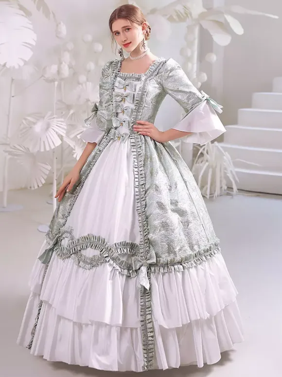 White Retro Tudor Dress Costumes Women's Polyester Marie Antoinette Costume Dress Gothic 18th Century Costume