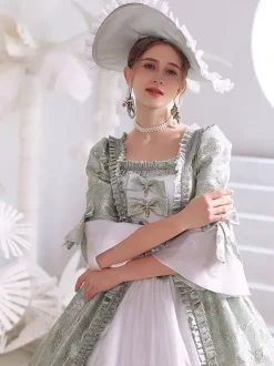 White Retro Tudor Dress Costumes Women's Polyester Marie Antoinette Costume Dress Gothic 18th Century Costume