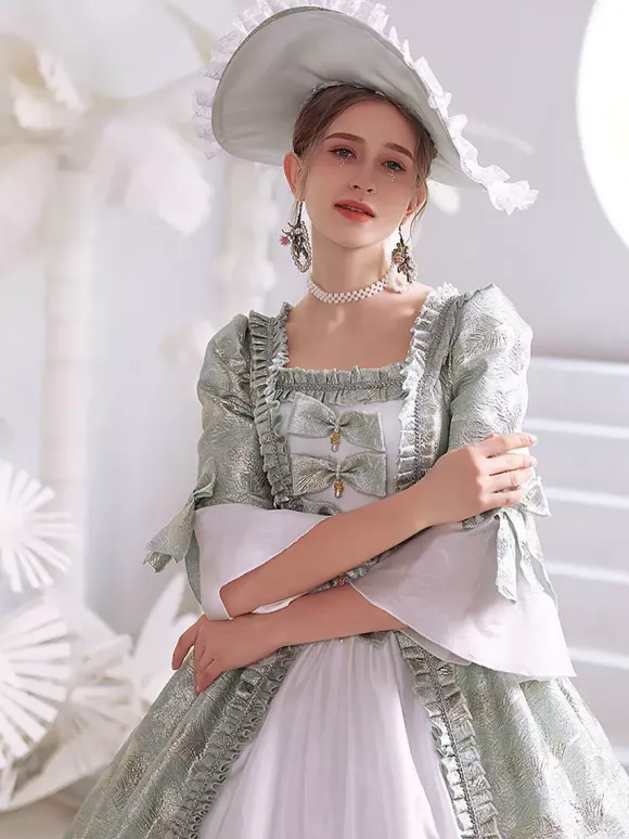 White Retro Tudor Dress Costumes Women's Polyester Marie Antoinette Costume Dress Gothic 18th Century Costume