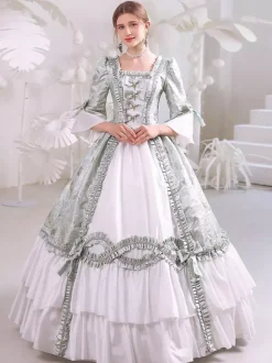 White Retro Tudor Dress Costumes Women's Polyester Marie Antoinette Costume Dress Gothic 18th Century Costume