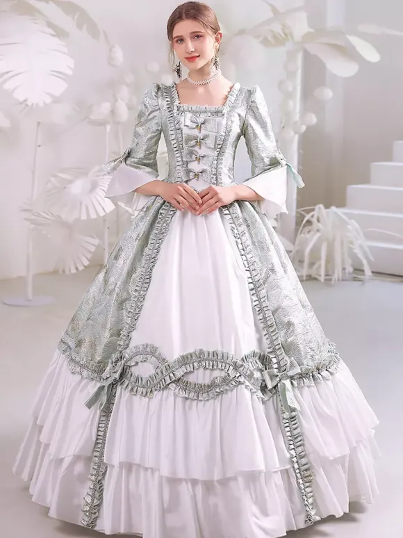White Retro Tudor Dress Costumes Women's Polyester Marie Antoinette Costume Dress Gothic 18th Century Costume