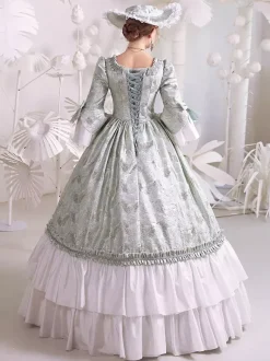 White Retro Tudor Dress Costumes Women's Polyester Marie Antoinette Costume Dress Gothic 18th Century Costume