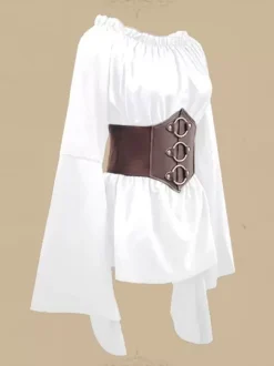 White Retro Tudor Dress Costumes Women's Polyester Top Retro Marie Antoinette Costume Party Prom Dress