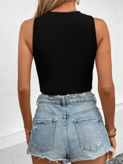 White Cami Top Jewel Neck Chic Camis For Women