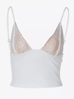 White Cami Top V-Neck Lace Polyester Sexy Women Camis