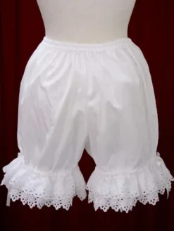 White Cotton Lolita Bloomers Hollow Trim Bow Ribbon