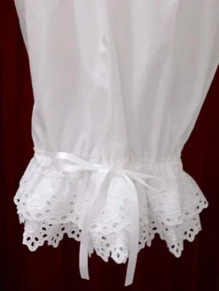 White Cotton Lolita Bloomers Hollow Trim Bow Ribbon