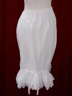 White Cotton Lolita Bloomers Hollow Trim Bow Ribbon