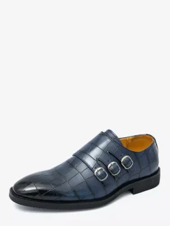 White Dress Shoes Men's Round Toe Buckle Detail Casual Shoes