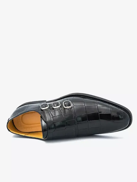 White Dress Shoes Men's Round Toe Buckle Detail Casual Shoes