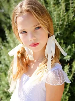 White Flower Girl Dresses Jewel Neck Lace Sleeveless Ankle-Length A-Line Bows Kids Party Dresses