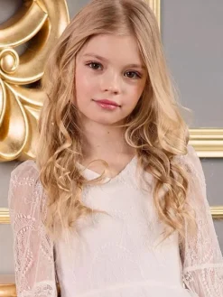 White Flower Girl Dresses V-Neck Long Sleeves Kids Social Party Dresses