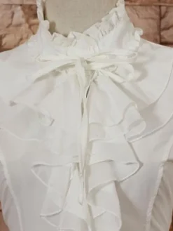 White High Collar Lolita Blouse Middle Sleeves with Ruffles