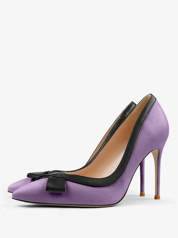 White High Heels Women Pointed Toe Bow Slip On Dress Shoes